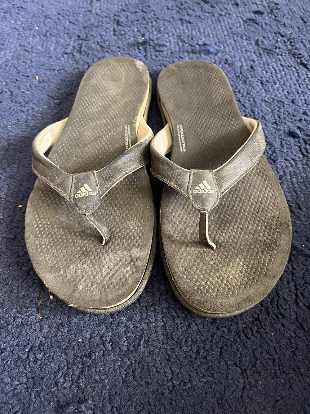 adidas Black Textured Thong Flip Flops